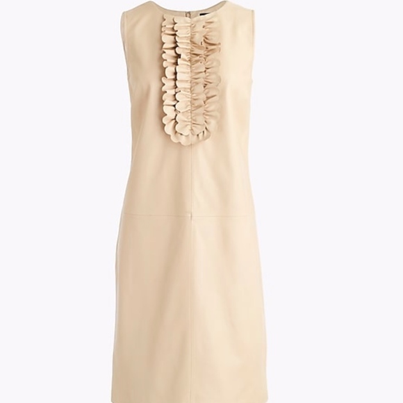 J.CREW COLLECTION LEATHER SHEATH DRESS WITH RUFFLE